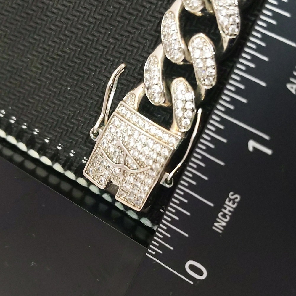 Aporro Iced Cuban Link Chain White Gold Plated - 28"